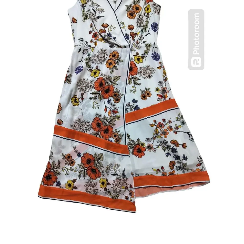 Elie Tahari Women's Jannele Orange Floral Sleeveless Fit & Flare Dress | Size‎ 4